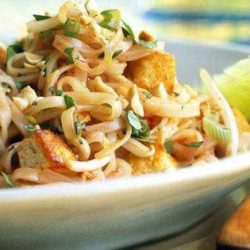 Vegetarian Pad Thai Noodles with Vegtables and Tofu