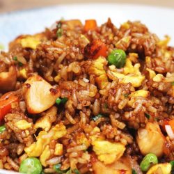 08 House Special Fried Rice with Prawn and Mixed Meats in Sauce